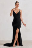 Sammi Black Cami Plunge Wrap Maxi Dress