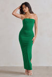 Dina Green Bandeau Maxi Dress With Split