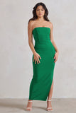 Dina Green Bandeau Maxi Dress With Split