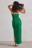 Dina Green Bandeau Maxi Dress With Split