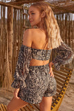 Cool Down Snake Skin Off The Shoulder Tie Detail Beach Top