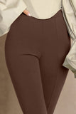 Accomplish Brown Lace Up Detail Legging With Split Hem