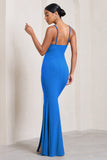 Love Shy Blue Plunge Neck Maxi Dress With Split Detail