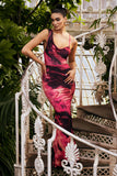 Phantasy Pink Print Cowl Neck Maxi Dress