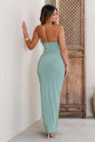 Dynamite Green Pleated Bodice Split Maxi Dress