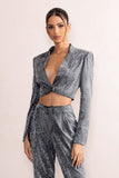 Bailey Silver Metallic Tailored Crop Blazer