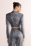 Bailey Silver Metallic Tailored Crop Blazer