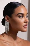 Agnese Silver Crystal Tassle Cuff Earrings