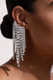 Agnese Silver Crystal Tassle Cuff Earrings