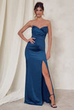 Coraline Navy Strapless Maxi Dress With Split