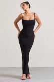 Camera One Black Strappy Laced Bodycon Maxi Dress