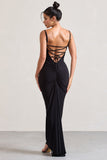 Camera One Black Strappy Laced Bodycon Maxi Dress