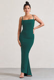 Camera One Bottle Green Strappy Laced Bodycon Maxi Dress