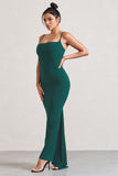 Camera One Bottle Green Strappy Laced Bodycon Maxi Dress