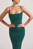 Camera One Bottle Green Strappy Laced Bodycon Maxi Dress