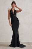 Saffina Black Cowl Neck Low Back Maxi Dress