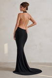 Saffina Black Cowl Neck Low Back Maxi Dress