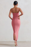 Evita Pink Maternity Sweetheart Twist Detail Midi Dress