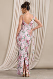 Leading Lady Pink Floral Print Chiffon Asymmetric Ruffle Maxi Dress