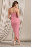 Ours Blush Pink Cami Asymmetric Maternity Midi Dress