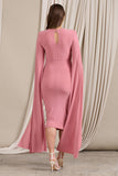 Meaningful Blush Pink Maternity Midi Dress With Cape Sleeves