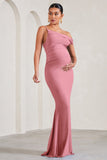 My Wish Blush Pink Strappy Asymmetric Maternity Maxi Dress