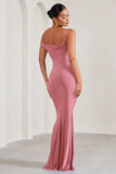 My Wish Blush Pink Strappy Asymmetric Maternity Maxi Dress