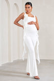 Magnolia White Square-Neck Flared-leg Maternity Jumpsuit With Flowers