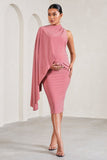 New Chapter Blush Pink Asymmetric Maternity Midi Dress With Cape