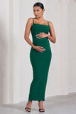 Azalea Bottle Green Strappy Square-Neck Maternity Maxi Dress