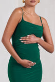 Azalea Bottle Green Strappy Square-Neck Maternity Maxi Dress