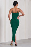 Azalea Bottle Green Strappy Square-Neck Maternity Maxi Dress