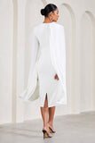 Cloud Nine White Maternity Midi Dress With Cape Sleeves