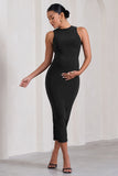 Paige Black Sleeveless Split Maternity Midi Dress