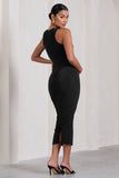 Paige Black Sleeveless Split Maternity Midi Dress