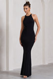 Brianna Black Sleeveless Halter-Neck Open-Back Maxi Dress