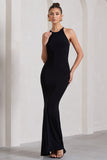 Brianna Black Sleeveless Halter-Neck Open-Back Maxi Dress