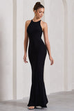 Brianna Black Sleeveless Halter-Neck Open-Back Maxi Dress