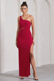 My Night Red Asymmetric Sleeveless Cut-Out Split Maxi Dress