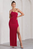 My Night Red Asymmetric Sleeveless Cut-Out Split Maxi Dress