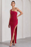 My Night Red Asymmetric Sleeveless Cut-Out Split Maxi Dress