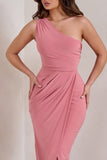 Athena Pink One Shoulder Maxi Dress