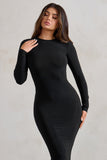 One Step Ahead Black Long Sleeve Backless Fishtail Maxi Dress