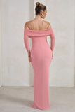 On Your Mind Powder Pink Mesh Long Sleeve Maxi Dress