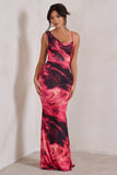 Phantasy Pink Print Cowl Neck Maxi Dress