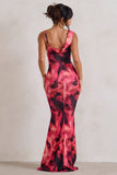 Phantasy Pink Print Cowl Neck Maxi Dress