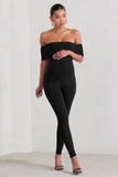 Carefully Crafted Black Maternity Bardot Fitted Jumpsuit