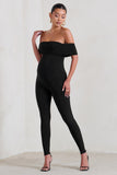 Carefully Crafted Black Maternity Bardot Fitted Jumpsuit