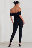 Carefully Crafted Black Maternity Bardot Fitted Jumpsuit