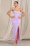 Future Love Lilac Ruched Cowl Maxi Dress With Thigh Split